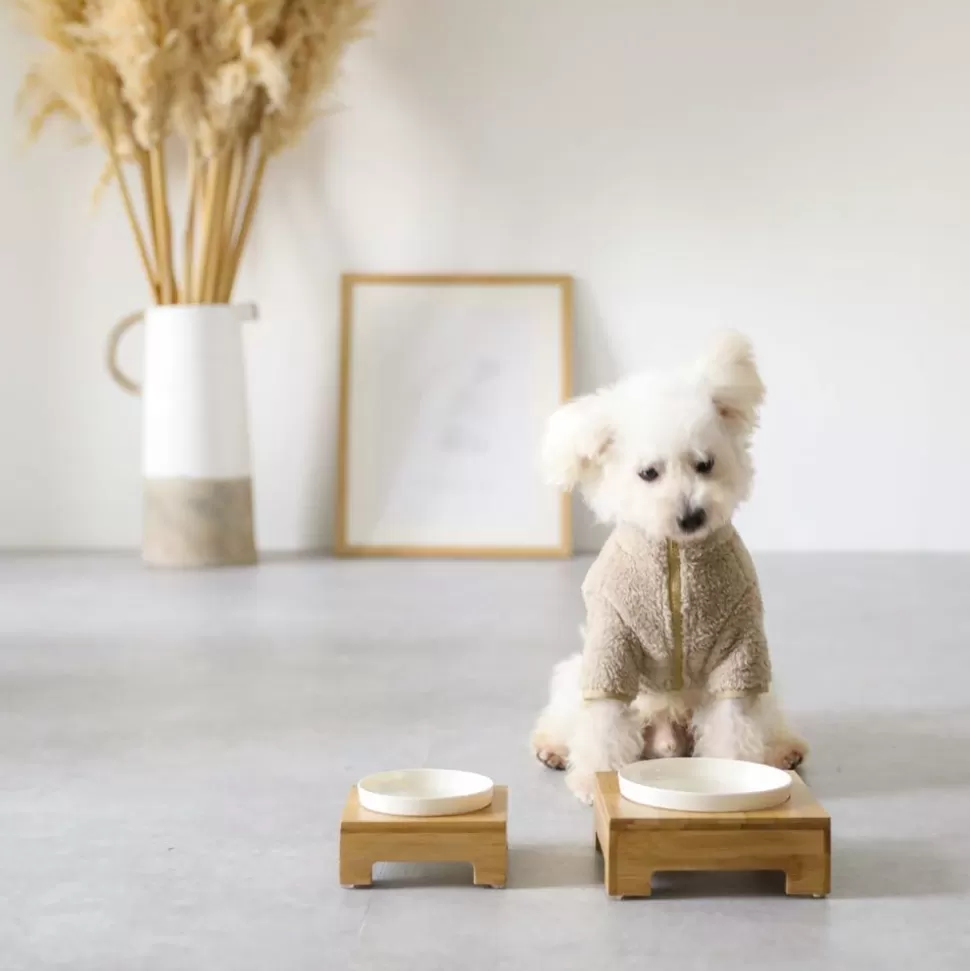 Food Bowl*MonCheri Bamboo Hood Bowl Stand Small Beige