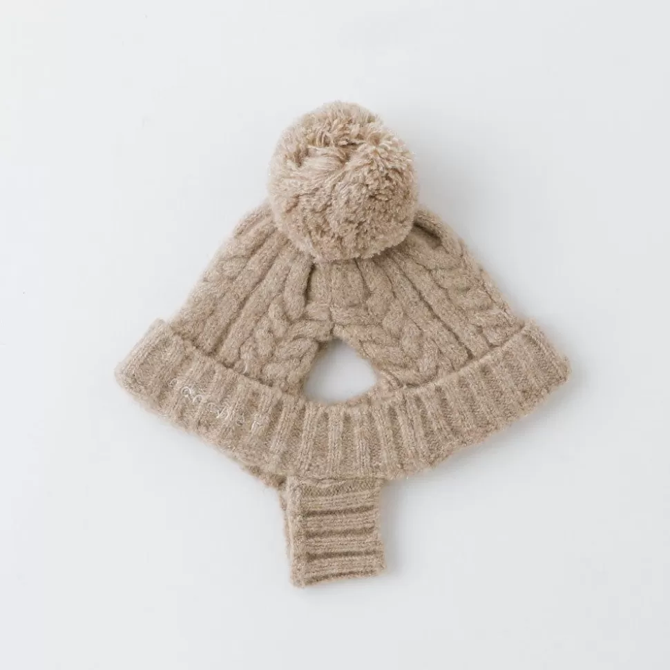 Other*MonCheri Cashmere Mixed Pom Pon Dog Knit Hat