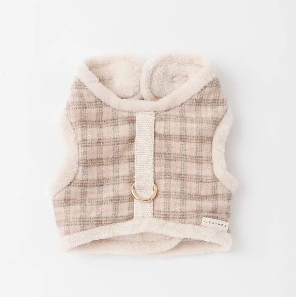 Collar / Lead / Harness*MonCheri Check X Fur Harness Beige