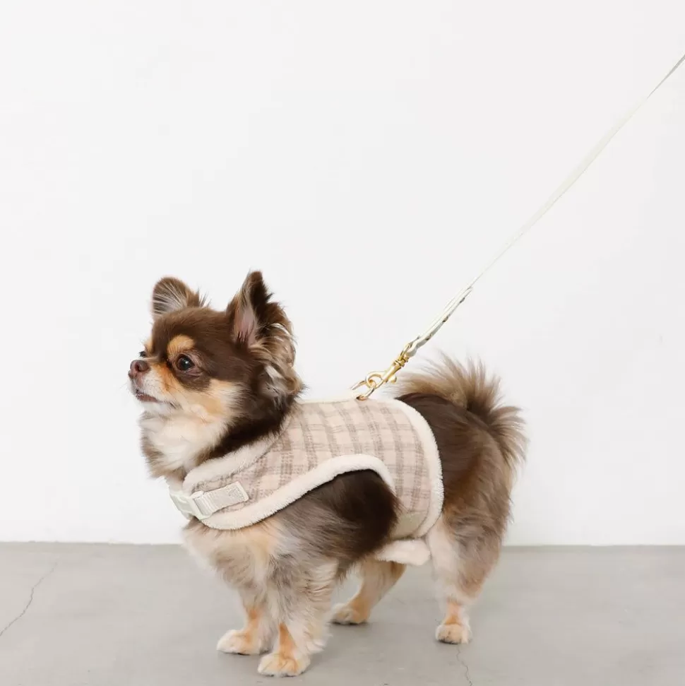 Collar / Lead / Harness*MonCheri Check X Fur Harness Beige