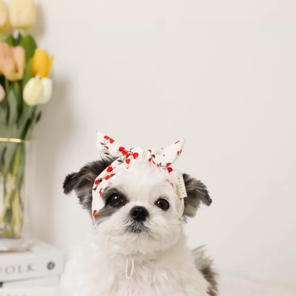 Other*MonCheri Cherry Pet Hair Bandana Ivory