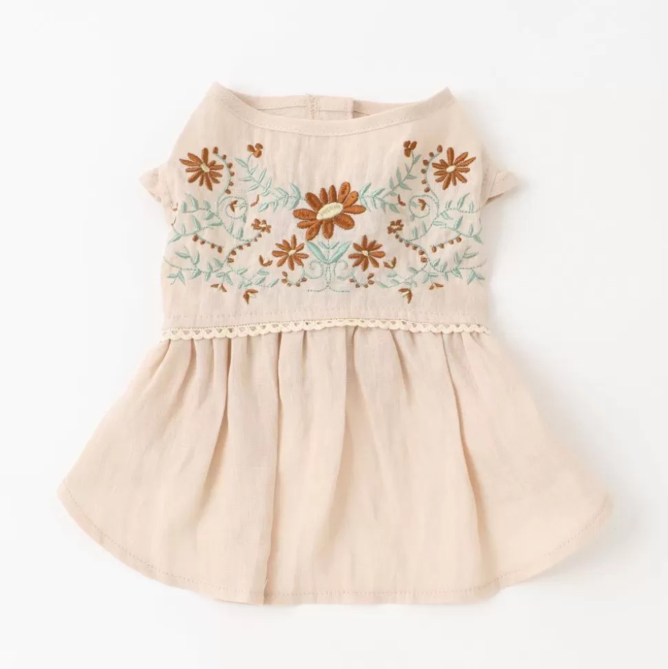 One Piece*MonCheri Cold Flower Embroidery Linen Dress