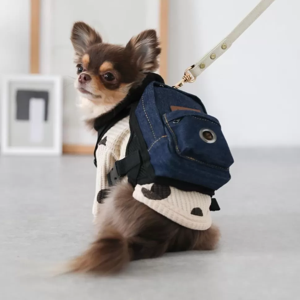 Collar / Lead / Harness*MonCheri Denim Backpack Harness Blue