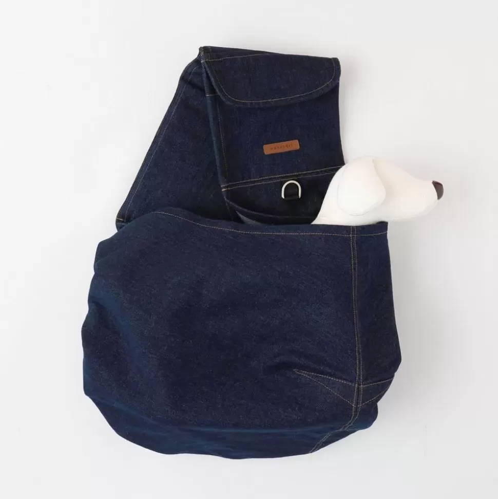 Carry Bag*MonCheri Denim Dog Sling Blue