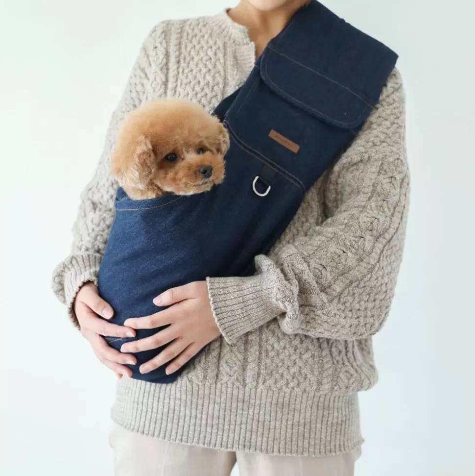 Carry Bag*MonCheri Denim Dog Sling Blue