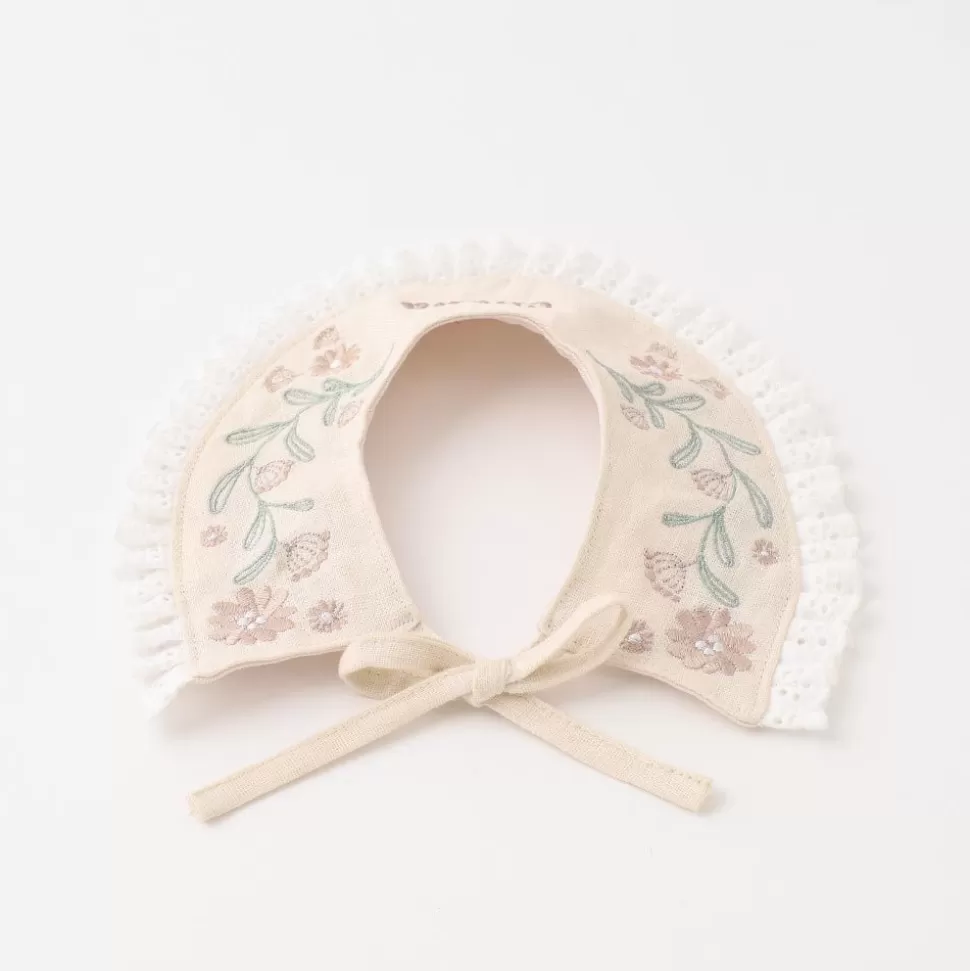 Other*MonCheri Flower Embroidery Frilled Collar Beige