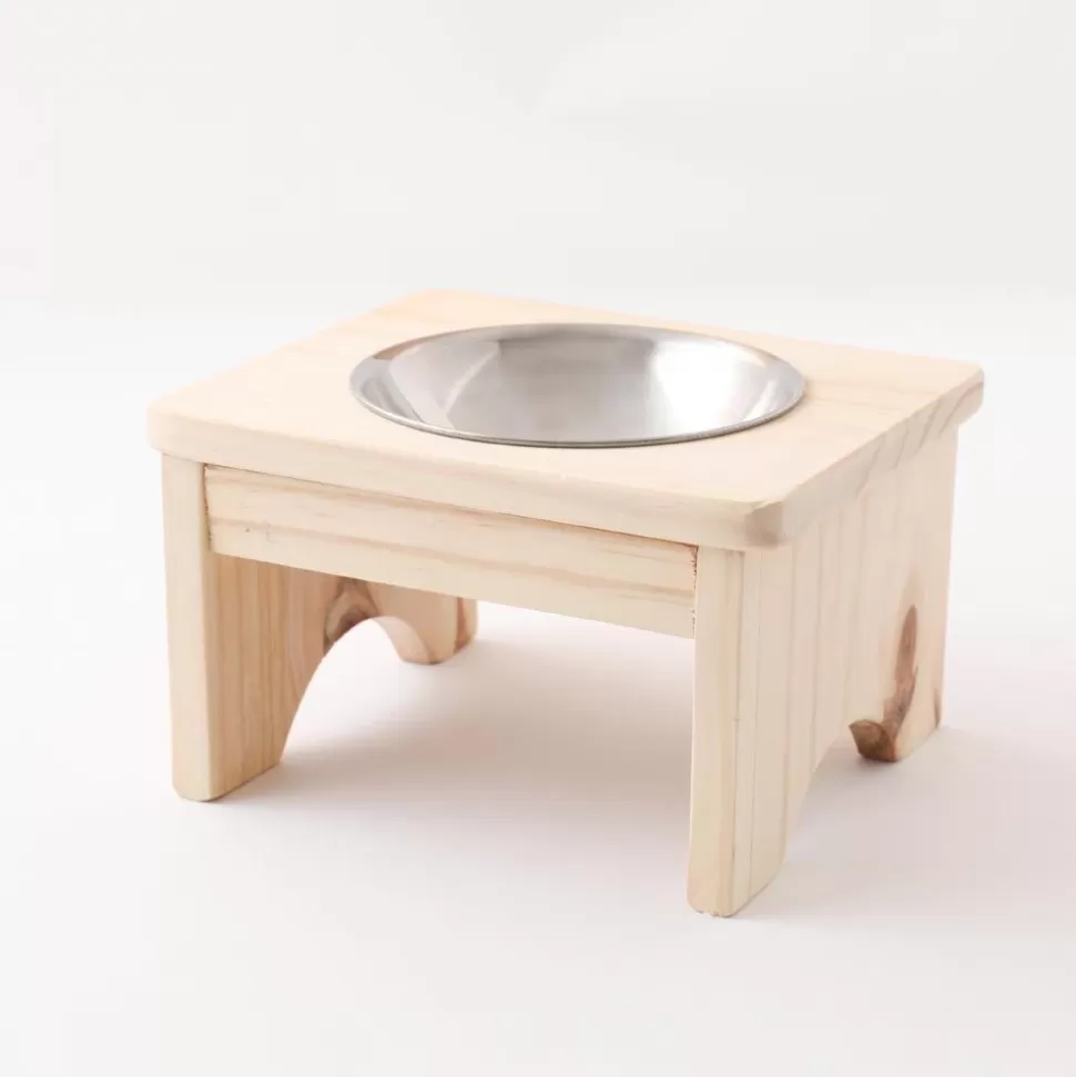 Food Bowl*MonCheri Food Bowl Stand (Wood X Stainless Steel) Beige