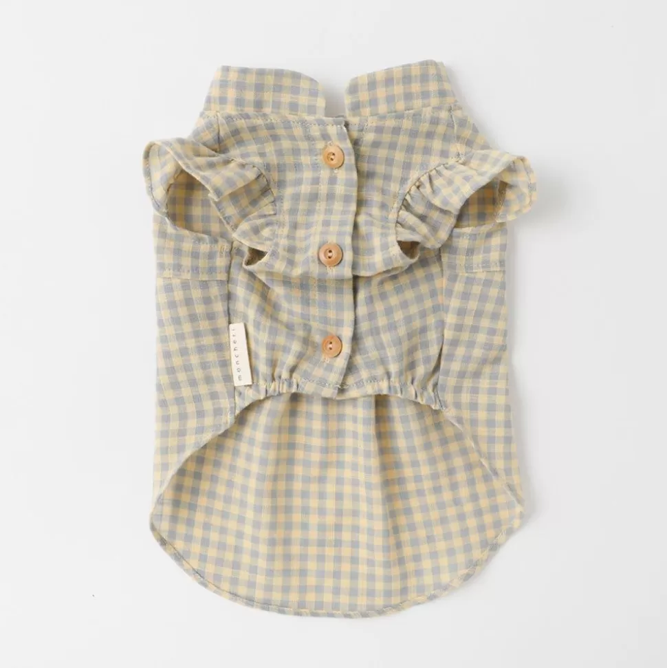 Tops*MonCheri Gingham Check Button Blouse