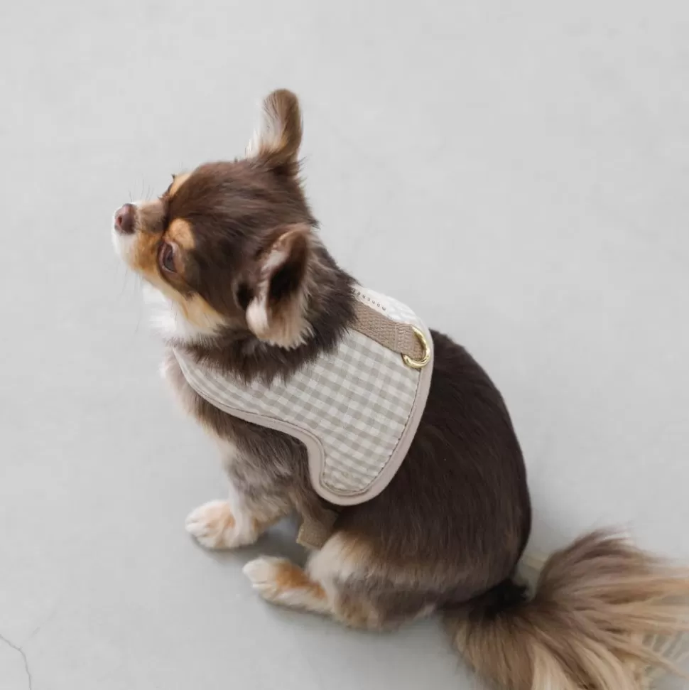 Collar / Lead / Harness*MonCheri Gingham Check Harness Beige