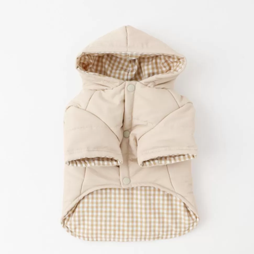 Outer*MonCheri Gingham Check Puff Jacket With Hood