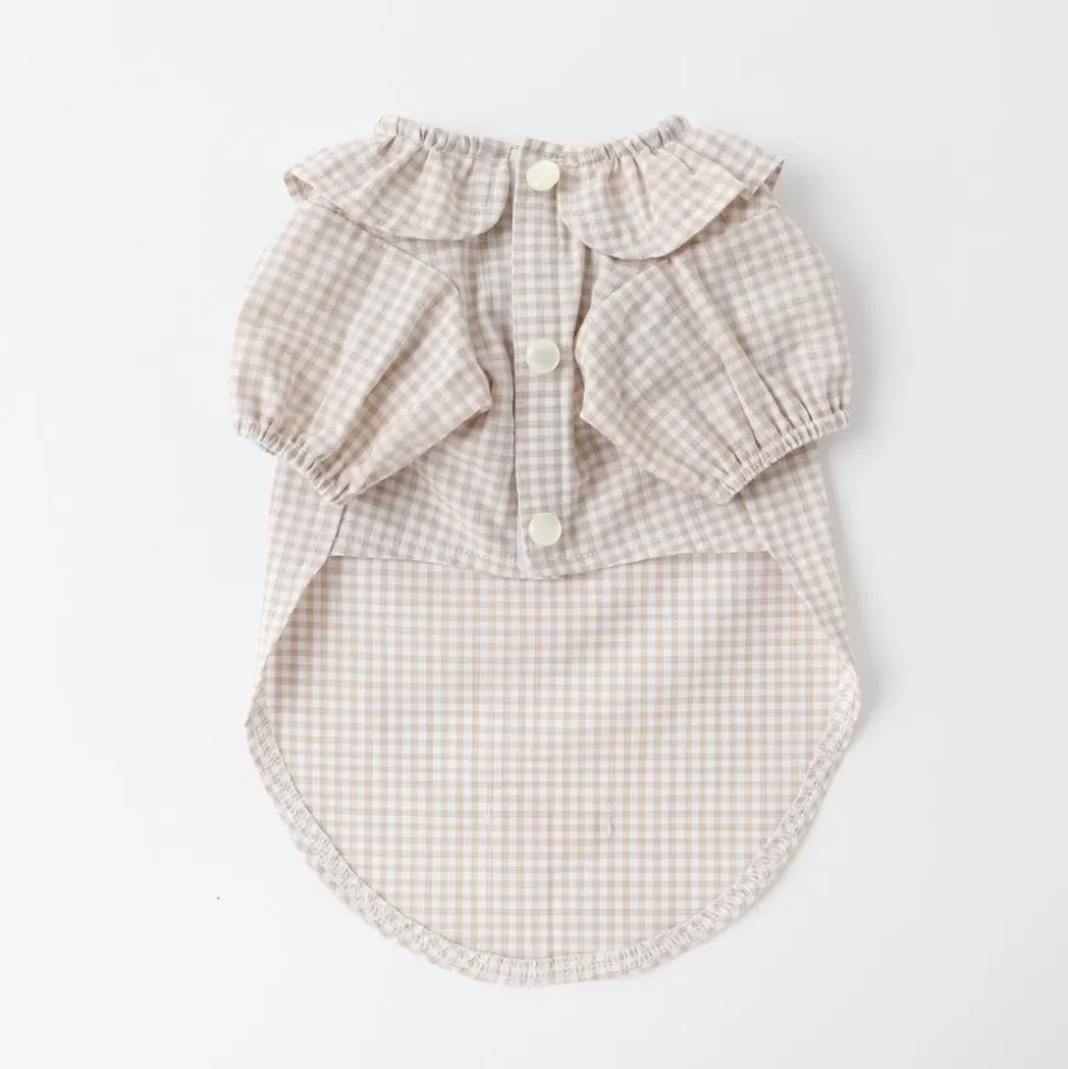 Tops*MonCheri Gingham Check Puff Shirt