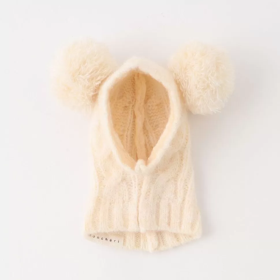 Other*MonCheri Kuma Ear Pom Pom Cable Knit Hat