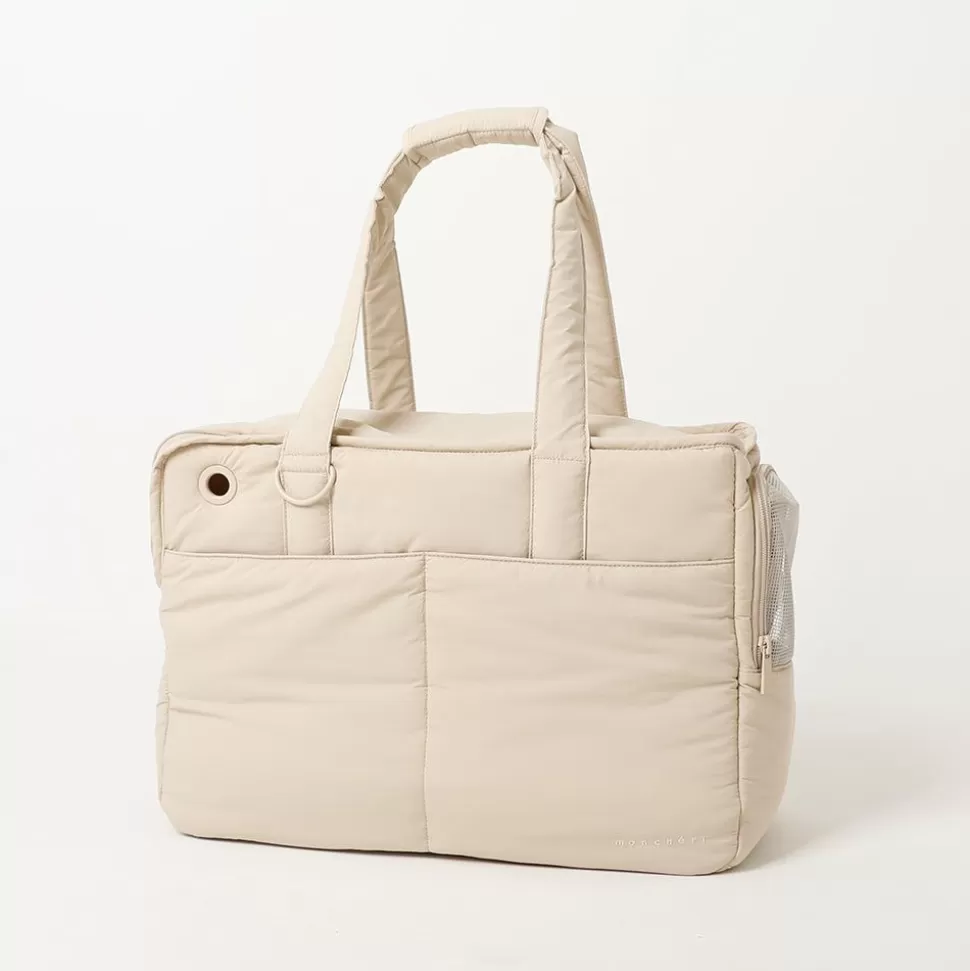 Carry Bag*MonCheri Lightweight Plucked-Water-Water-Tote Bag: Embroidery Aware Beige