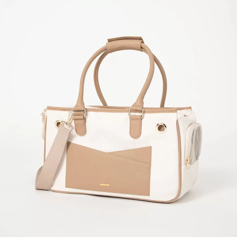 Carry Bag*MonCheri Piping Pet Tote Bag Beige