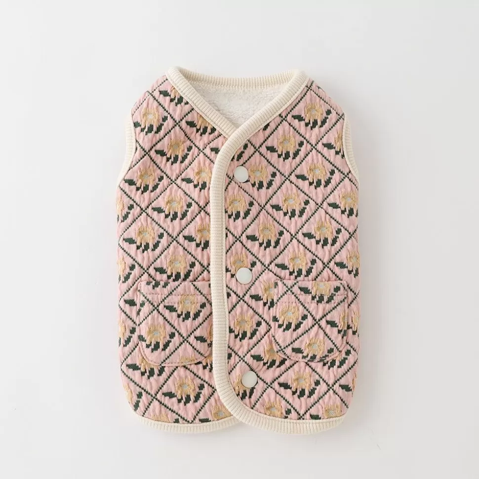 Outer*MonCheri Reversible Flower Diamond Pattern Vest