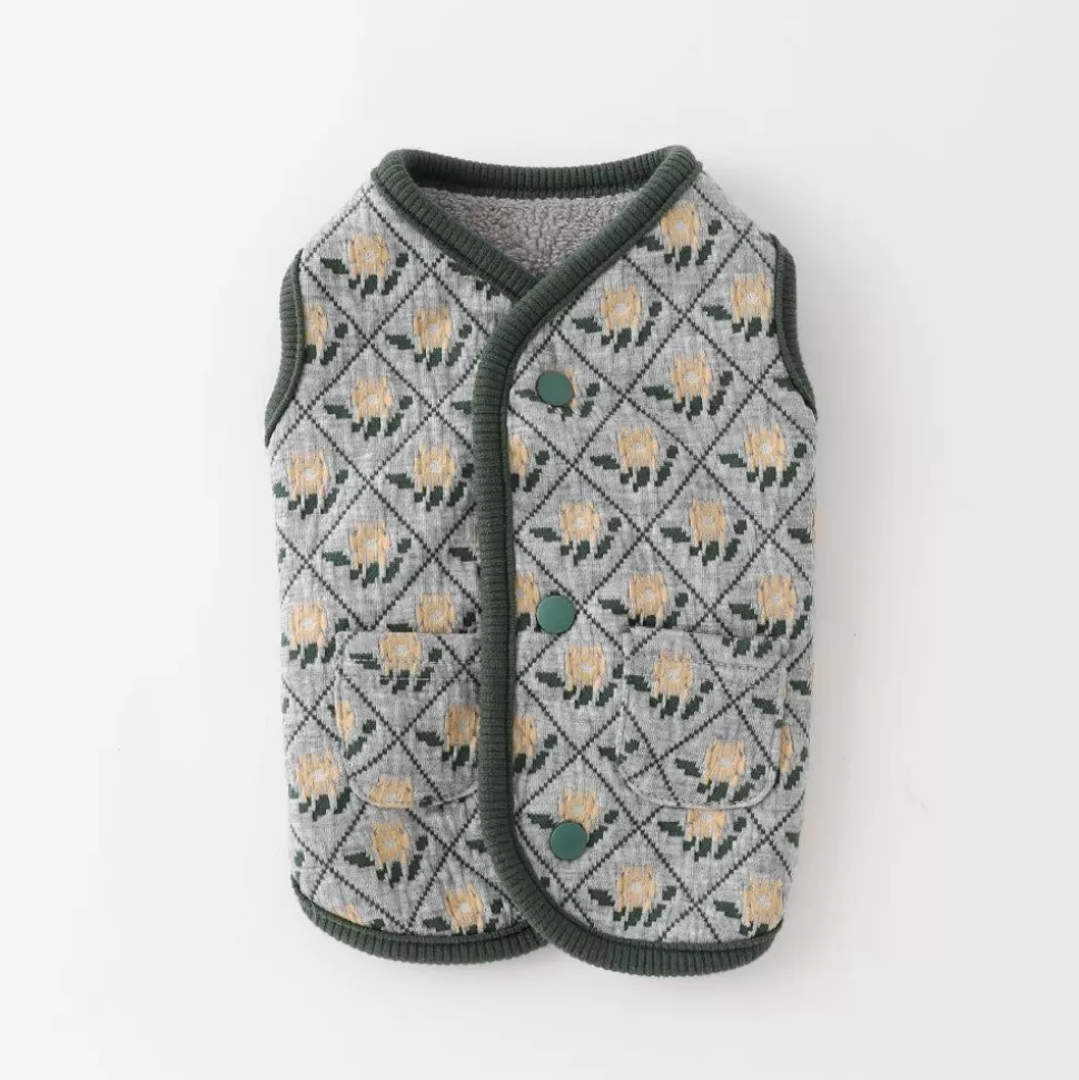 Outer*MonCheri Reversible Flower Diamond Pattern Vest