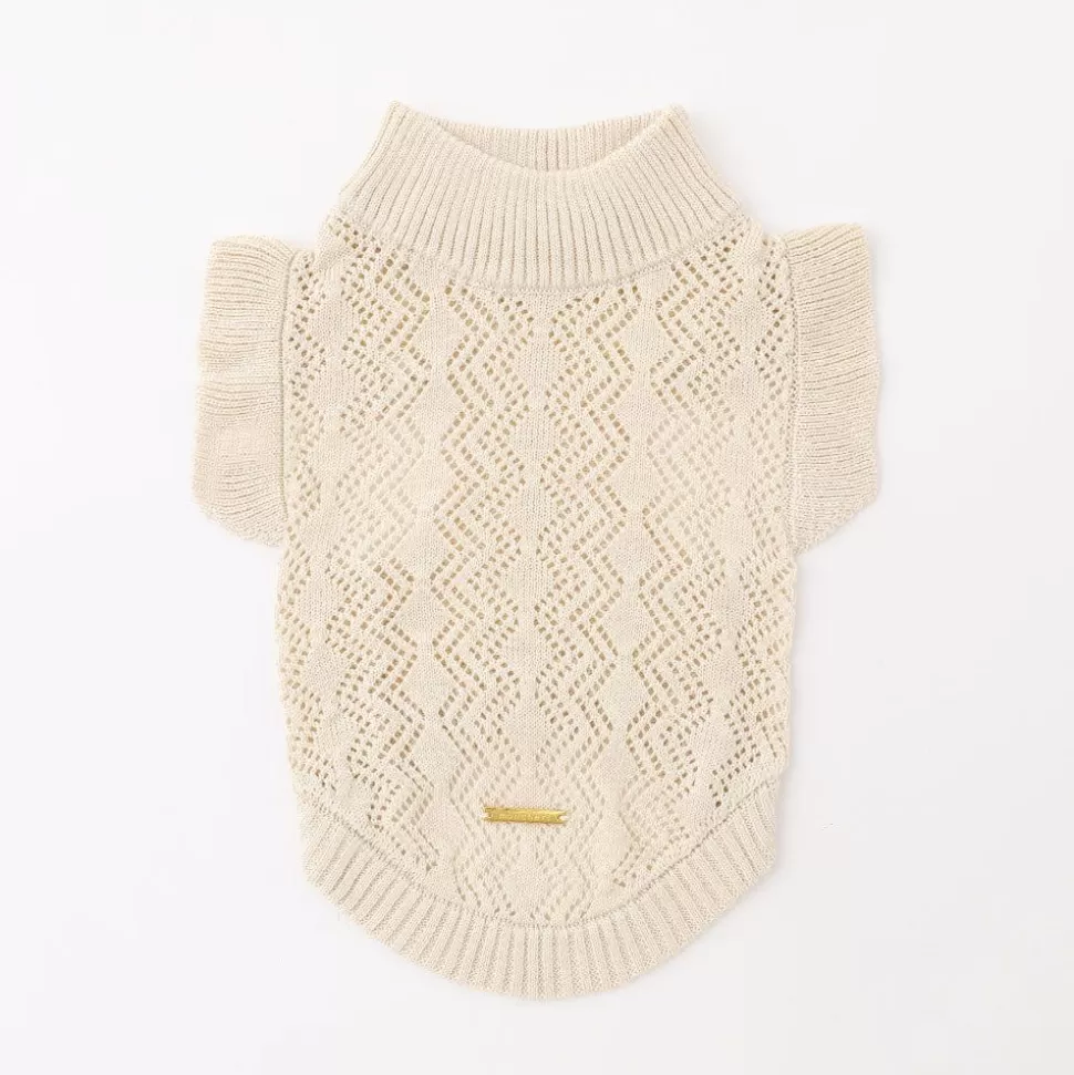 Tops*MonCheri Shoulder Frill Cable Knit Tops