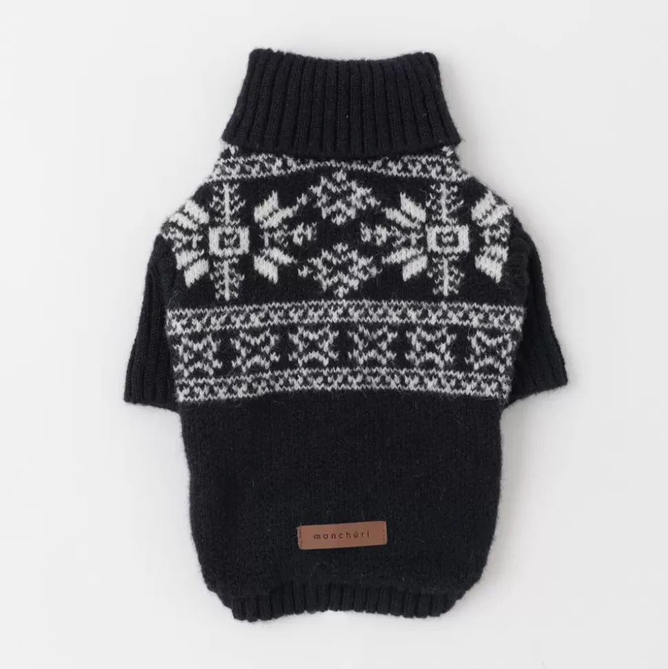 Tops*MonCheri Snow Pattern Nordic Turtle Knit