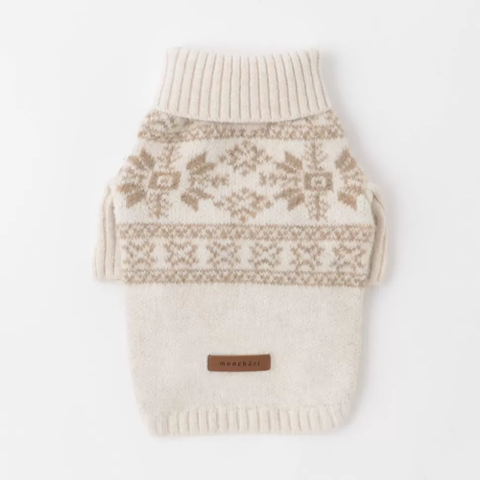 Tops*MonCheri Snow Pattern Nordic Turtle Knit