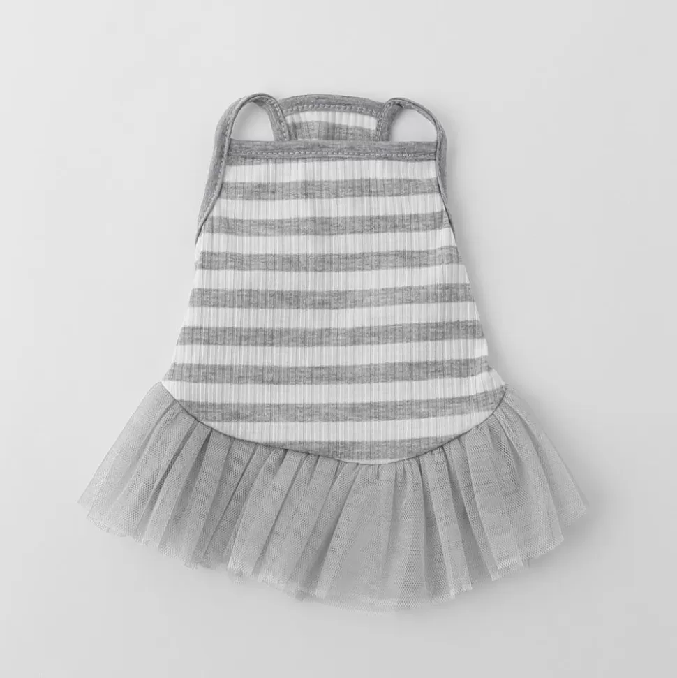 One Piece*MonCheri Tulle Skirt Border Dress Gray