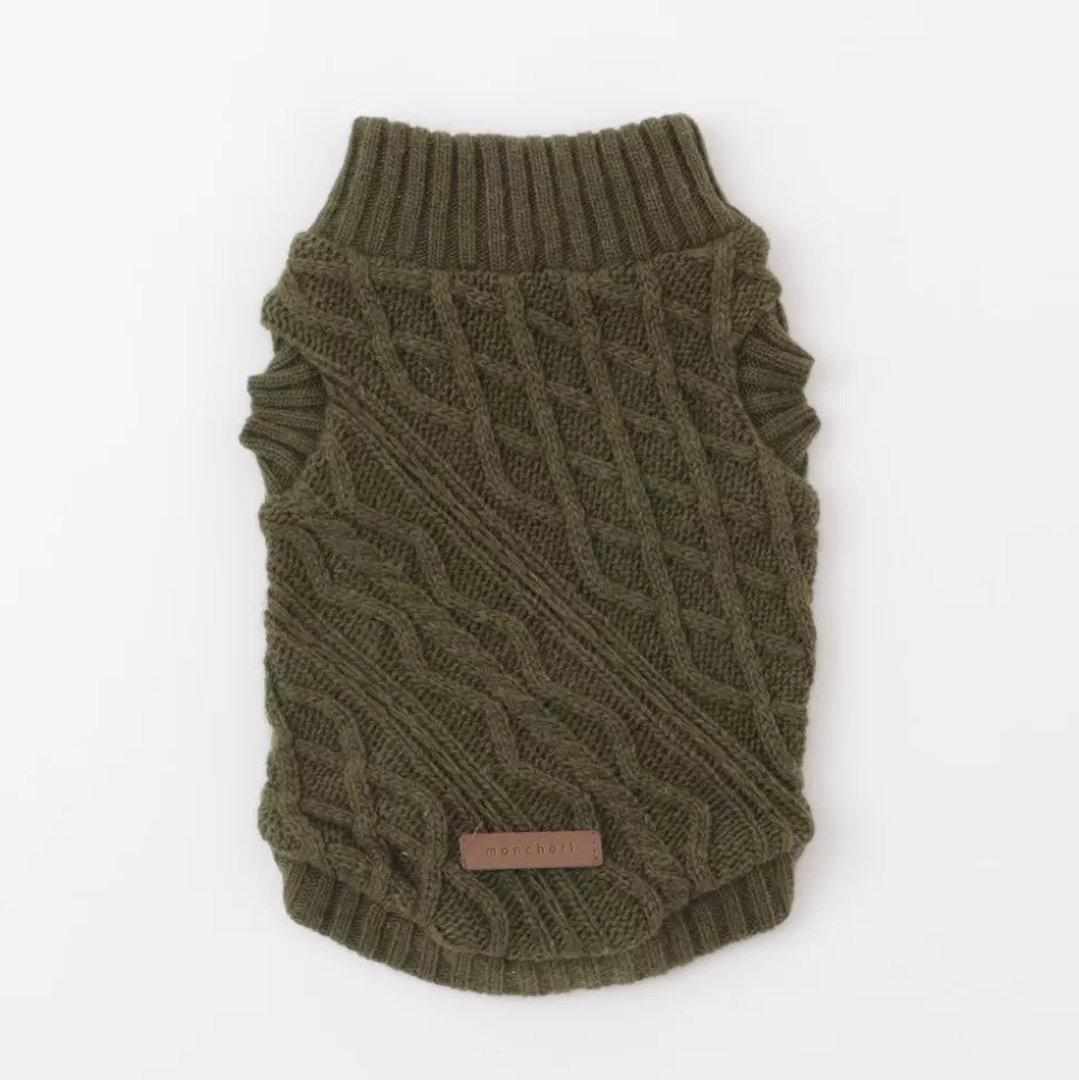 Tops*MonCheri Wool -Mixed Turtle Cable Knit Vest