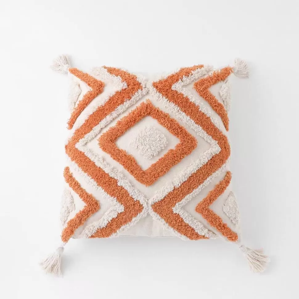 Interior*MonCheri Zigzag Fringe Cushion Orange